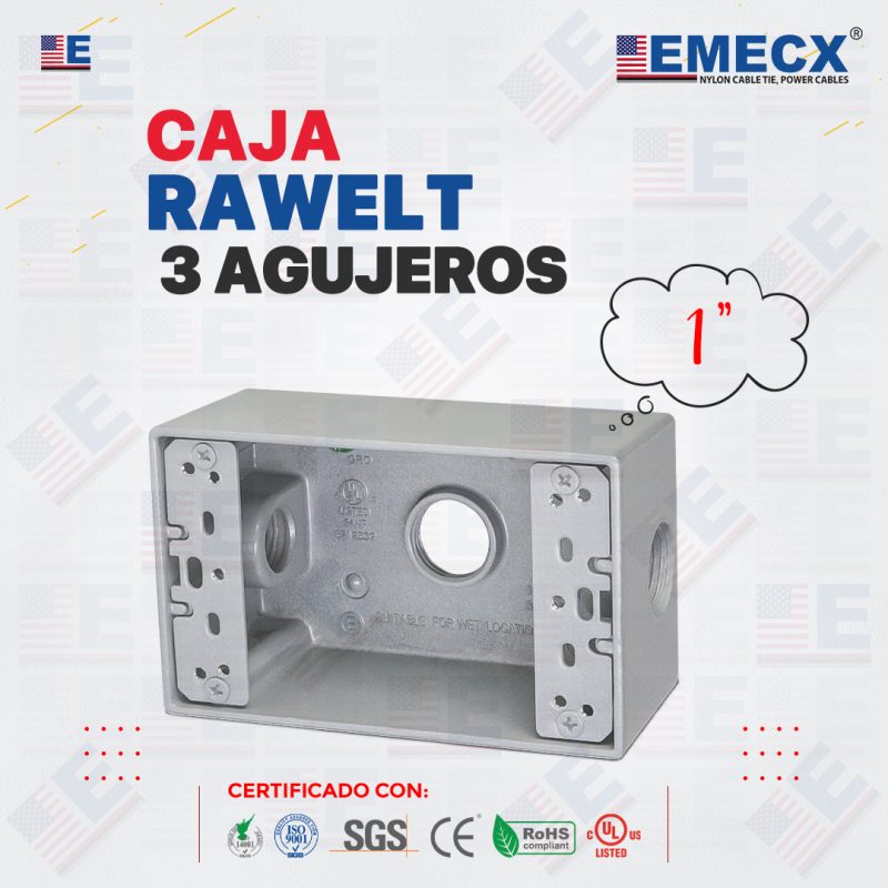 CAJA RECTANGULAR RAWELT 3 AGUJEROS 1"