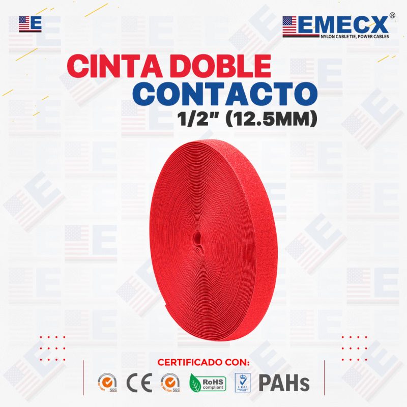 CINTA DOBLE CONTACTO ROJO 1/2"