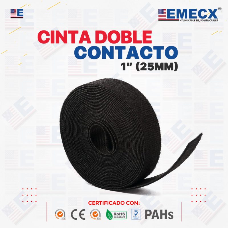 CINTA DOBLE CONTACTO NEGRO 1"