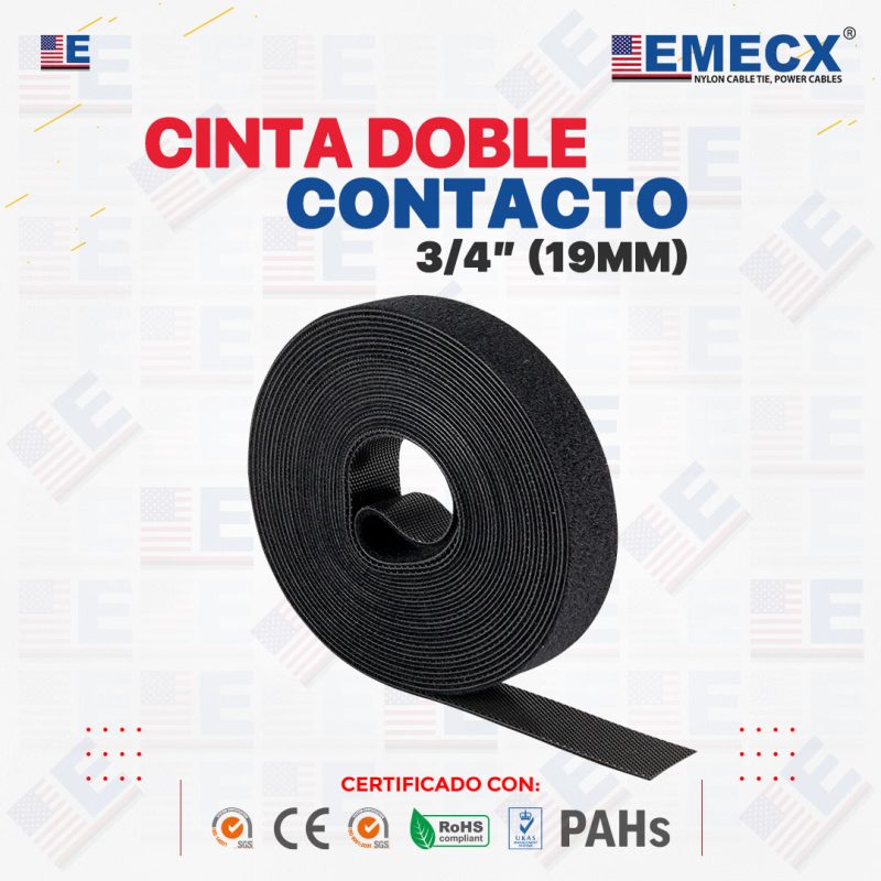 CINTA DOBLE CONTACTO NEGRO 3/4"