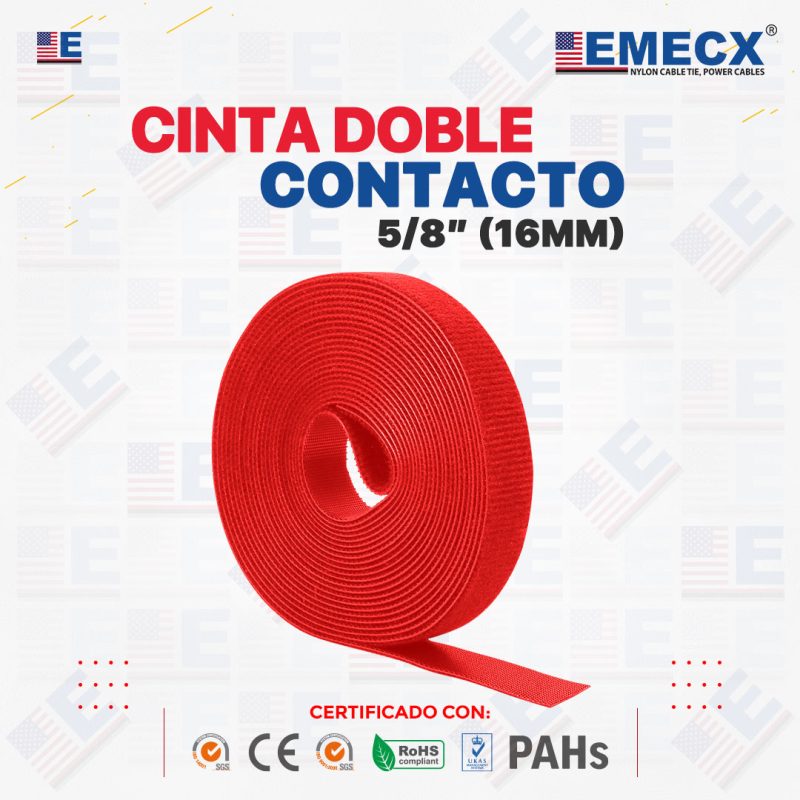 CINTA DOBLE CONTACTO ROJO 5/8"