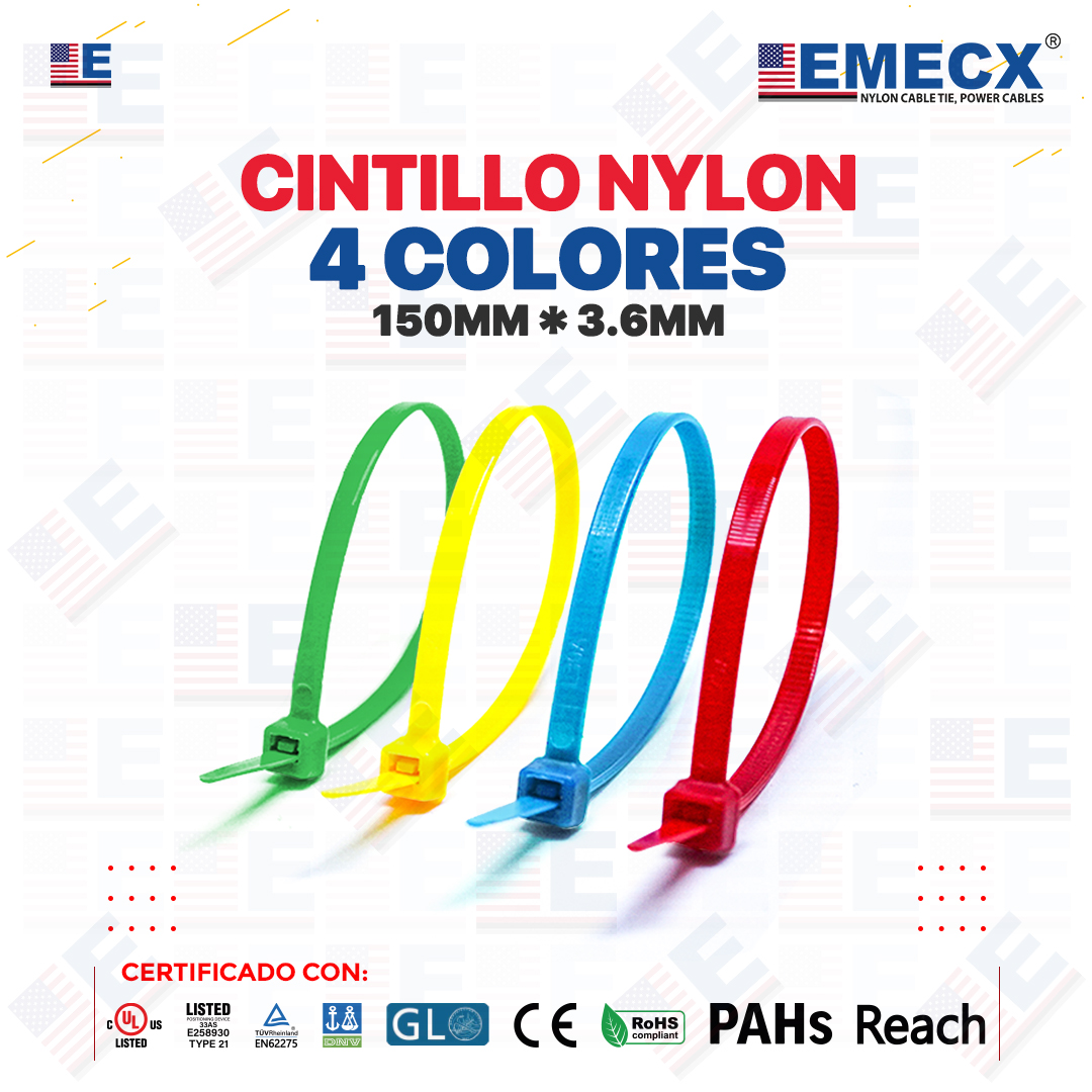 CINTILLO 4 COLORES 150x3.6MM - NYLON CINTILLO 150X3.6mm 4 COLORES