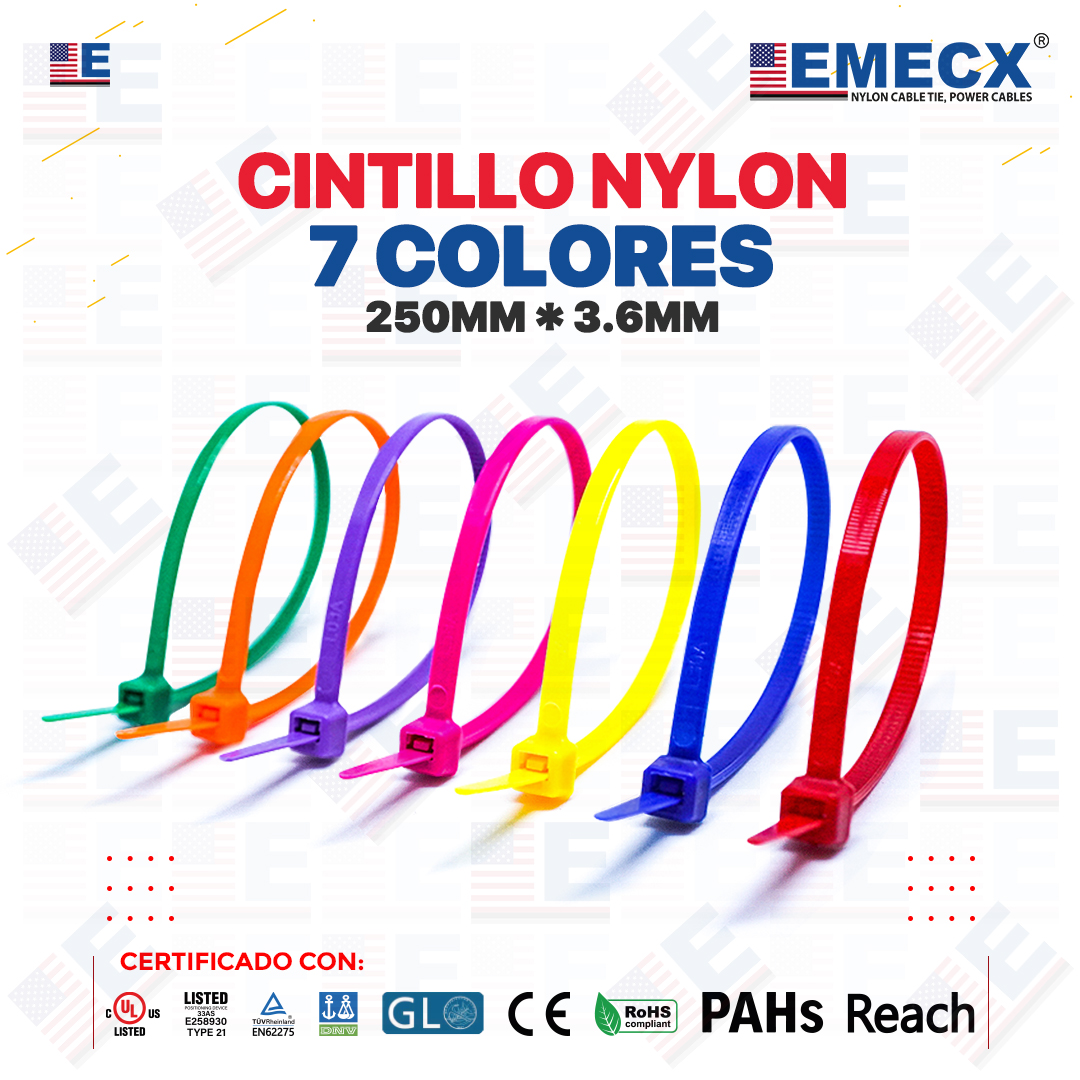CINTILLO 7 COLORES 250x3.6MM - NYLON CINTILLO 250X3.6mm 7 COLORES