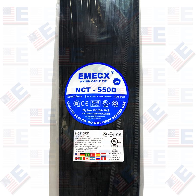 CINTILLO 550X7.6mm NEGRO - NYLON - UV