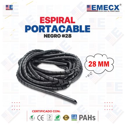 ESPIRAL PORTACABLE NEGRO 28MM