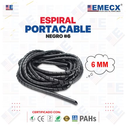 ESPIRAL PORTACABLE NEGRO 6MM