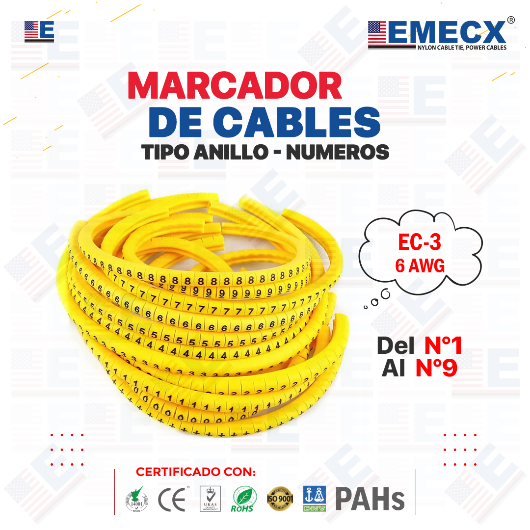 MARCADOR DE CABLE EC-3 EN NUMERO MARCADOR DE CABLE EC-3