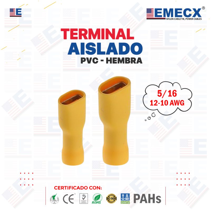 TERMINAL TIPO HEMBRA PVC 5/16" AMARILLO