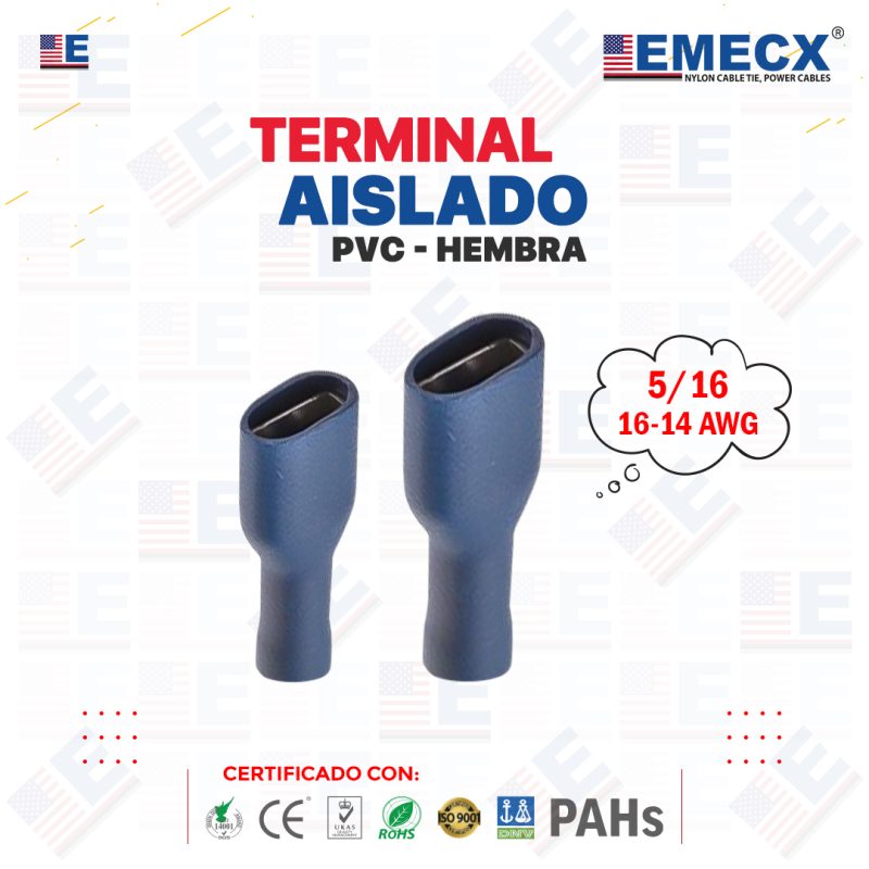 TERMINAL AISLADO HEMBRA PVC AZUL