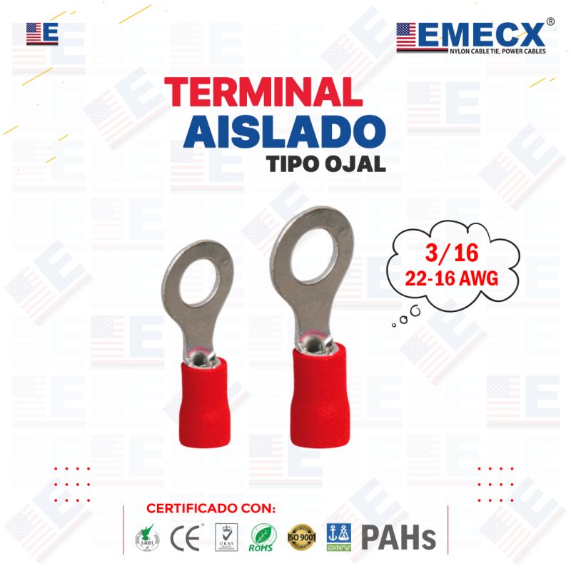 TERMINAL TIPO OJAL ROJO 3/16"
