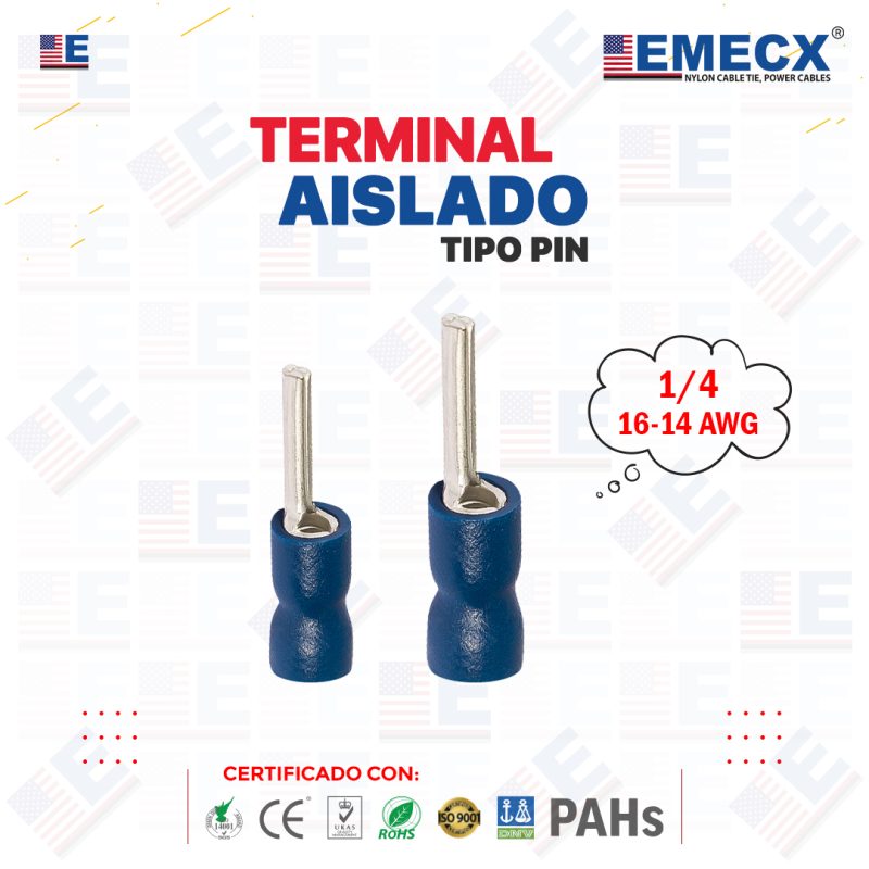 TERMINAL TIPO PIN AZUL 1/4"