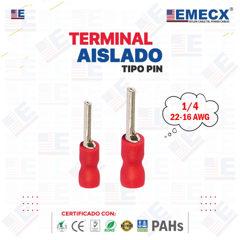 TERMINAL AISLADO TIPO PIN 1/4"