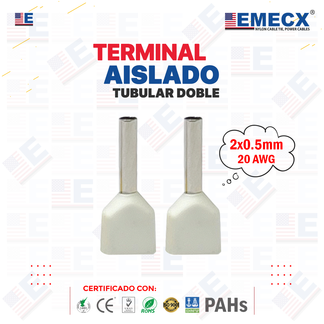 TERMINAL TUBULAR DOBLE BLANCO (20 AWG)