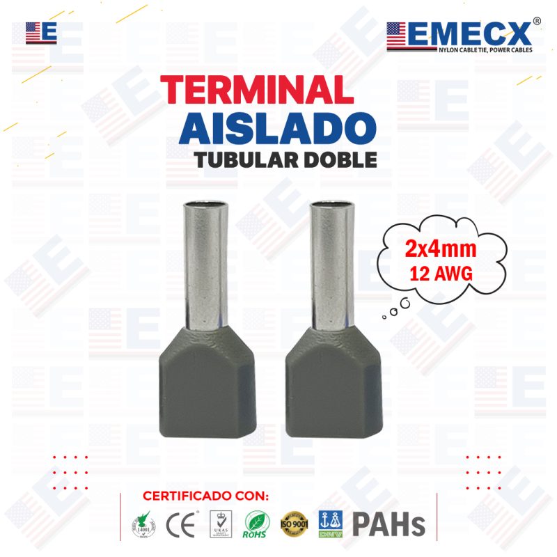 TERMINAL TUBULAR DOBLE GRIS (12 AWG)