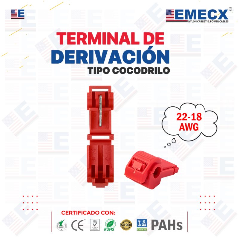 TERMINAL DE DERIVACIÓN TIPO COCODRILO ROJO